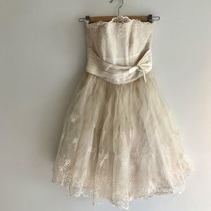 Betsey Johnson Lace and Chiffon Ivory Strapless Dress - Size 0